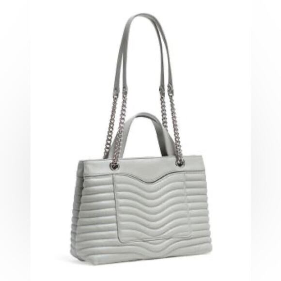 REBECCA MINKOFF Leather m.a.b. Quilted Wave Satchel Shoulder Bag in Perlo - Picture 3 of 16